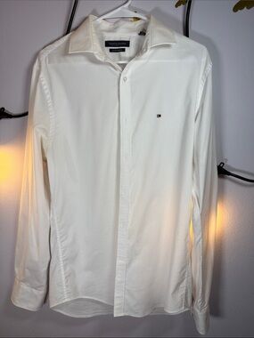 Tommy Hilfiger Off-White Long Sleeve Dress Shirt slim fit. Stretch